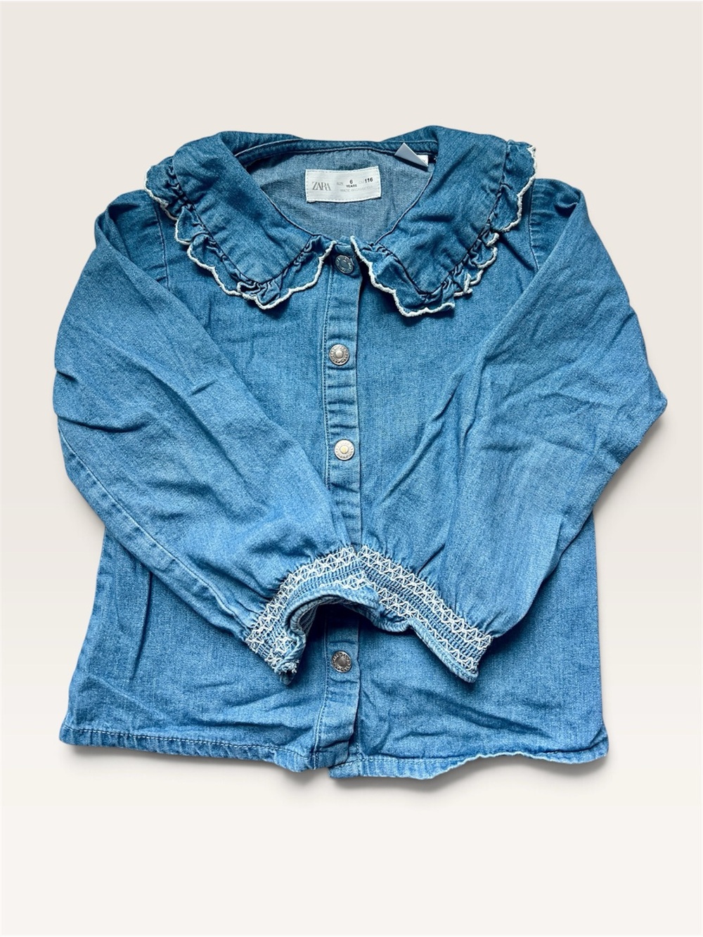 Zara denim shirt with Peter Pan collar - girl size 6